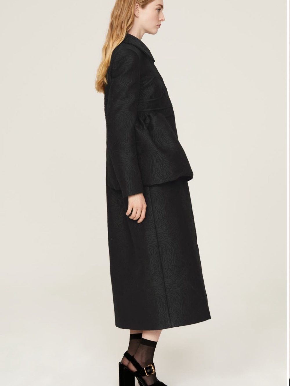 Cecilie Bahnsen~Desiree~Black Textured Coat~Size 6~$2960~ - Picture 4 of 8